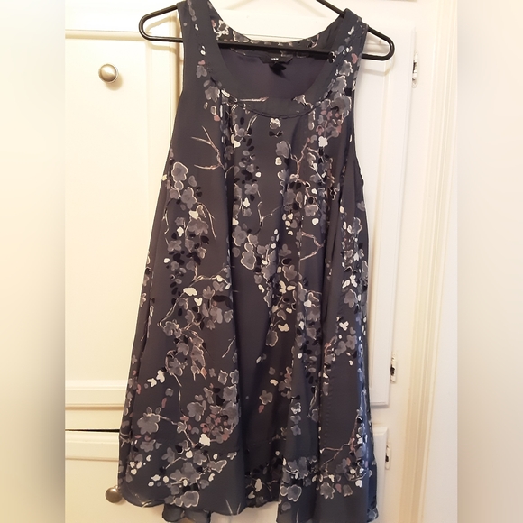 Gray Floral Sleeveless Trapeze Dress by H&M size 10 - Picture 1 of 4